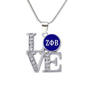 アバドン到着メタルインライドステッカーギリシャ文字Zeta Phi Beta Necklaces ZPB SICRONITY SORORITY JEWELRY PENDANT244B