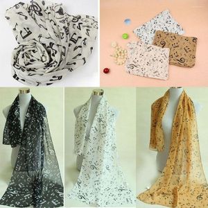 Scarves Fashion Shawl Wrap Korean Style Women Scarf Music Note Printed Lady Chiffon Silk 4 Colors