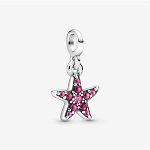 100% 925 Silver My Pink Starfish Dangle Charm Fit Original Me Link Bracelet Fashion Women DIY Jewelry Accessories237E