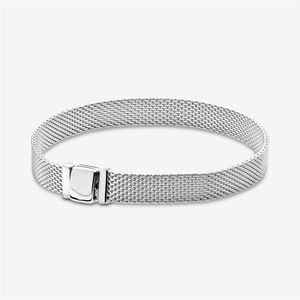 Genuine 100% 925 Sterling Silver Reflexions Mesh Bracelet Fit Authentic European Dangle Charm For Women Fashion Wedding Engagement268I