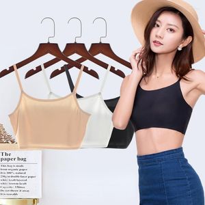 Camisoles & Tanks Summer Seamless Beautiful Vest Anti-emptied Suspender Bandeau Top Ultra-thin Silky One-piece Wrap For Dance Yoga Sports