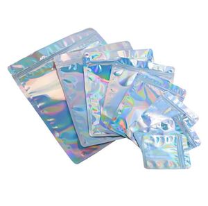 wholesale Holographic Laser Color Mylar Bag Resealable Clear Thicken Plastic Pouch Self-seal Bags for DIY Jewelry Packaging