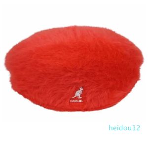 Kappen KANGOL Flut Marke Känguru Stickerei Baskenmütze für Frauen Vintage Maler Hut Herbst Winter Kaninchen Fell Männer Comt Wärme