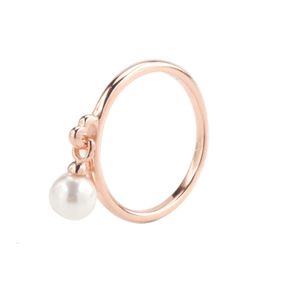 Anéis pandorara designer de luxo moda feminina inverno novo branco cobre rosa ouro pérola anel criativo pérola pingente anel presente