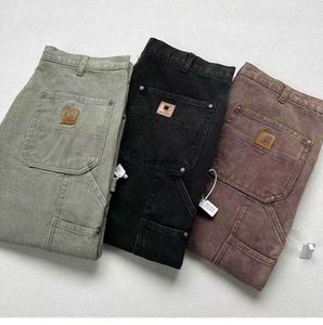 2023 Men's Pants Fashion Brand Carhart Washed to Make Old Overalls Knee Cloth Logging Trousers fashion all-match