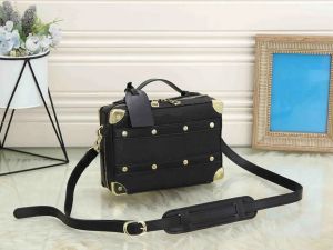 Designer Mens HANDLE Box Shoulder Bags Cross Body Bag Monograms Embossed Leather Black Messenger Handbags Luggage Purse