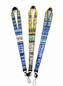 Designer Men Keychain U.S. Air Force Navy Army logo Cellphone lanyard Straps Clothing Keys Chain ID cards Holder Detachable Buckle Lanyards