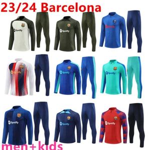 2023 2024 Barcelona Tracksuit Camisetas de Soccer Training Suit Ferran Pedri 23/24 Half Zip Barcelona Men and Kids Strica Tracksuit Outfit