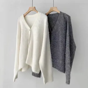 to-T 23 Cardigan lavorato a maglia in pile lungo in pelo di cammello di pecora stile pigro Cappotto maglione da donna Autunno e inverno Abbigliamento esterno allentato ispessito