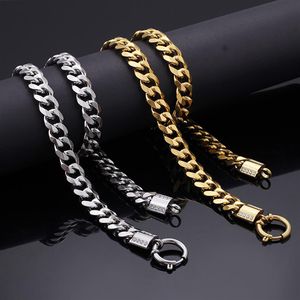 KN81576-K high quality stainless steel silver gold cuban curb chain link necklace 11mm wide 50cm 20'' lenght full cr321q