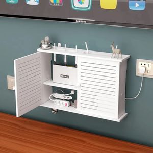 Storage Holders Racks Large Wireless Wifi Router Shelf Boxes Cable Power Plus Wire Bracket Wood Plastic Wall Hanging Plug Board DIY Home Decor 230928
