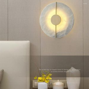 Vägglampa lyx marmor sten dekoration led belysning bakgrund fixturer moderna runda ovala sconce lampor