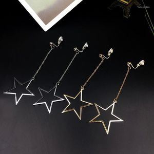 Rücken Ohrringe Pentagramm Temperament Lange Koreanische Mode Stern Ohr Clips Anti-allergie Kein Loch Manschette Strass Schmuck