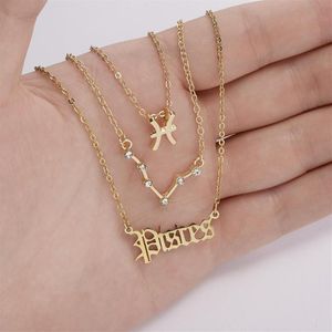 Anhänger Halsketten 3 teile/satz 12 Konstellation Kristall Halskette Für Frauen Stern Sternzeichen Widder Krebs Löwe Skorpion Choker Schmuck Gi255E