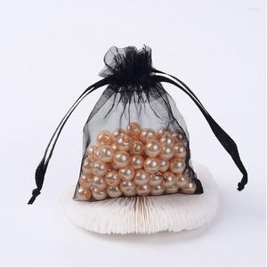 Jewelry Pouches 500pcs Organza Bags For Packaging Gift With Ribbons Black White 9x7cm 15x10cm 18x13cm