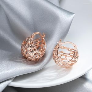 Dangle Ohrringe WBMQDA FODE MODE Metal Hollow Ball Tropfen für Frauen 585 Roségold Farbe Hochwertiges tägliches Match Fine Schmuck 2023 Trend