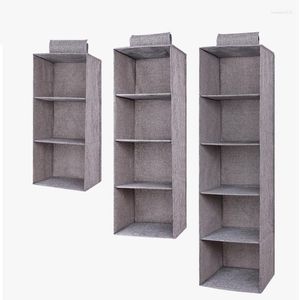 Storage Boxes 1/3/4/5 Cell Hanging Organizers Linen Clothes Bag Door Wall Closet Organizadores Container For Home