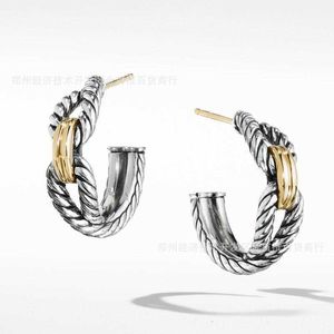 Tasarımcı Küpe Lüks Takı 925 STERLING Gümüş Çift Twisted Küpeler C Şeklinde