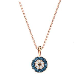 Designer Fashion Women Matching Round Necklace Crystal Devil's Eye Clavicle Chain Light Simple Design