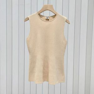 Totem/e midje ruffle tank top kvinnors solida mångsidiga runda nack ärmlös stickad topp