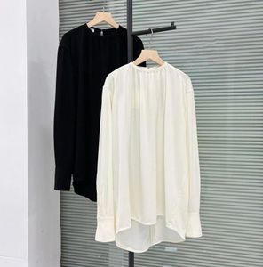 To 23 Autumn New Commuter Ruffled Neck Crepe Viscose Long Sleeve Shirt for Women's Design Feel Loose Top to the Small Market