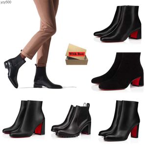 Loubutinly christians sapatos de fundo vermelho - Popular na moda feminina botas curtas vestido tornozelo botas de salto botas de luxo solas salto feminino bombas turela v0a6