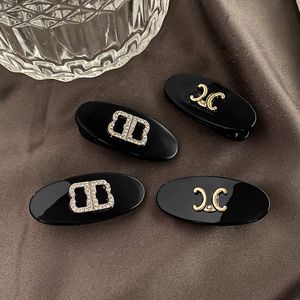 High Grade Rhinestone Letter Hair Clip Fashion Designer Brand Hairjewelry Womens Black Luxury French Style Romantic Love Gift Barrettes