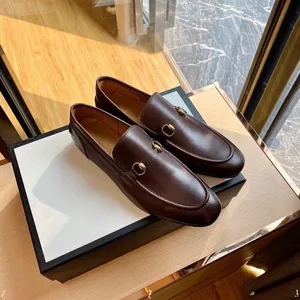 Men Dress Shoes jordaan Oxford Genuine Leather Moccasins Brown Black Men Designer Loafers Shoes Men Classic High Quality Wedding Office Formal Shoes