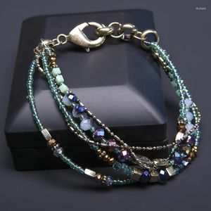 Strand vintage colorido contas de cristal pulseiras suspensão pingente pulseiras moda acessórios jóias para mulher atacado gota