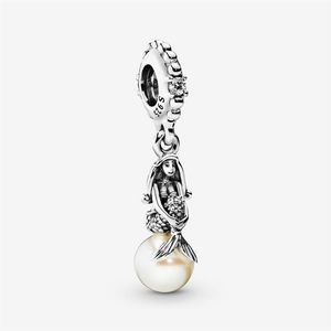 100% 925 Sterling Silver the Little Mermaid Charm Fit Original European Charms Armband Modesmycken Tillbehör301E