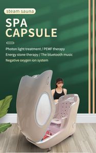 Pemf terapia spa cápsula aquecimento a vapor equipamento de emagrecimento com música terapia de luz vermelha sauna de ozônio infravermelho distante portátil