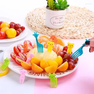 Forks mini şişler sevimli çizgi film gözleri kawaii öğle yemeği bento kutusu meyve toplama çatal çubukları büfe sandviç toppers dekor