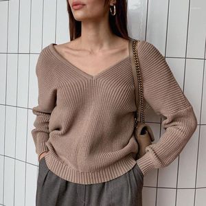 Women's Sweaters 2023 Autumn Winter Long Sleeve White Warm For Women Oversized V Neck Sweater Knitted Blue Thick Knit Jumper Mujer