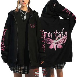 Herrtröjor tröjor Melanie Martinez Portals Tour Zipper Hoodies Harajuku Casual Hooded Sweatshirts Hip Hop Streetwear Men's Zip Up Jacket Y2K Coats 230928