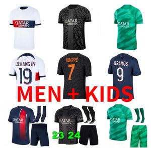 22 23 24 Mbappe Hakimi G.ramos Soccer Jerseys 2023 2024 Kolo Muani O.Dembele Asensio Maillot Foot Football Shirt Ugarte Verratti Fabian Kimpembe Donnarumma Men Kids