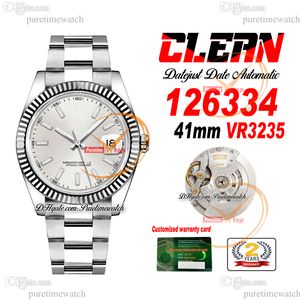 Clean Factory CF 126334 VR3235 Automatyczna męska zegarek Flean Ramka Data Silver Stick Tial 904L Ostersteel Bransoletka Super Version PuretimeWatch RelOJ Hombre 0003