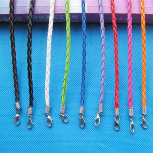 Pulseira de couro trançado falso, cabo extensor de 1 8 polegadas, corrente 180mm x 3mm, 10 cores, acessório diy, fabricação de joias219e