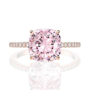 18K Gül Altın Pembe Sapphire Elmas Yüzük 925 STERLING Silver Party Wedün Bankanı Kadınlar İçin Güzel Takılar220p