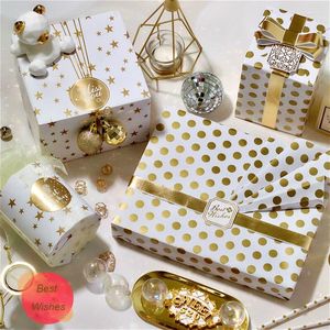 Present Wrap 10st Golden Packaging Boxes Cake Candy Bar Bags Wrapping Wedding Supplies Birthday Party Favors Christmas