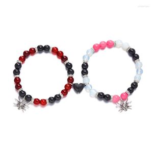 Strand 1Pair Spider Love Para Bracelet dla kobiet mężczyzn Romantyczne serce Magnetyczna pasująca elastyczna bransoletka estetyczna biżuteria