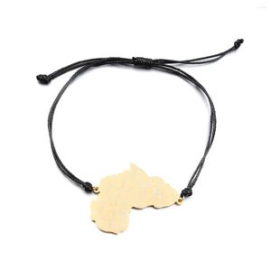 Bracciale in acciaio inossidabile con mappa dell'Africa, nome del paese, braccialetto in corda, gioielli per donne e uomini