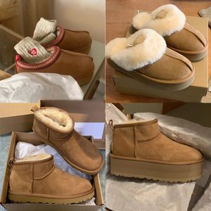 Ultra Mini Snow Boots Winter Australia platforma kostki miękkie wygodne owczesko tazz kasztanowe piasek botki z nasionami botki z nasion