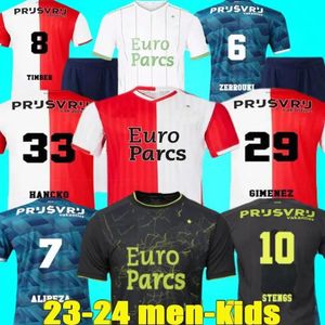 23/24 FeyENoORDS Futebol Jerseys Voetbal Kids Kit 2023 2024 Camisa de futebol Treinamento Home Away Fan Player Versão Goleiro Maillot TIMBER DANILO DILROSUN HANCKO