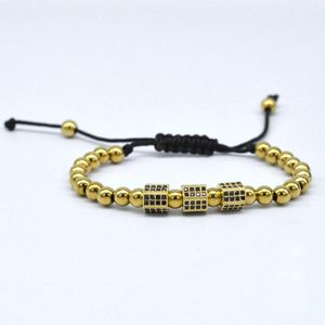 Link-Armbänder, Edelstahl, modisches Design, Herren-Luxus-Armband, sechseckiger schwarzer Perlen-Würfel-Web-Charm