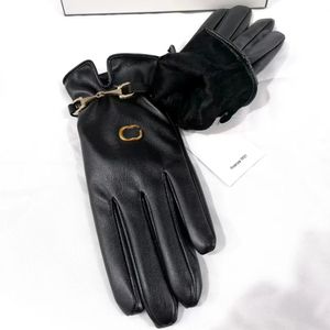 Designer Brand Double Letter Thicken G Fingerless Gloves for Men and Women, Pure Cotton Faux Leather Winter Outdoor Sports Accessories