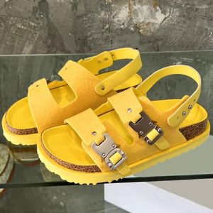 2024 149 Sandals Women Shoes Top Level Craftsmanship Platform Buckle Design Open Toe Lovers Slippers Men