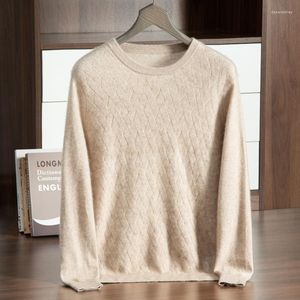 Erkek Sweaters 2023 Kış Sweater Erkekler İçin Kış Sweater Yüksek kaliteli İngiltere tarzı örgü bükülmüş desen o yaka saf kaşmir kazak sonbahar adam