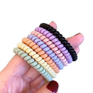 Cordão de telefone em cores doces, laço de cabelo pequeno, fresco, faixa de cabelo para meninas, acessórios de cabelo, atacado, faixa de borracha