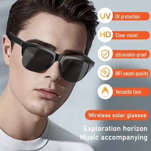 Moda óculos inteligentes fone de ouvido sem fio bluetooth 5.3 óculos de sol fone de ouvido ao ar livre esporte inteligente chamadas mãos-livres música anti-azul óculos