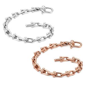 Link Chain CopperLink Cable Hands Armband för kvinnor Män Rose Gold Silver Color Circle Armband Smycken gåvor260i